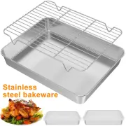 Baking Tray with Rack and Lid Stainless Steel Oven Trays with Rack qifiZ