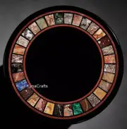 Black Marble Patio Table , Gemstone Coffee Table Top , Kitchen Corner Table Top
