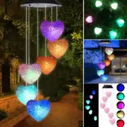 Solar Wind Chimes Lights LED Heart Color-Changing Yard Garden Night Lights Decor