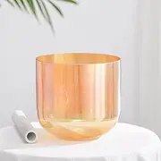 432Hz Cosmic Light Quartz Crystal Singing Bowl for Chakra Balancing Sound Healing Meditation, Come with Suede Mallet O-ring(C note,7 inch)