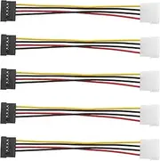 EMSea 5Pcs 4-pin Power Port to SATA Power Cable, 4 Pin Male to 15 Pin Female Power for Hard Disk Drive -7Inch