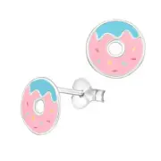 NEW - Sterling Silver Enamel Donut Stud Earrings - $19.00