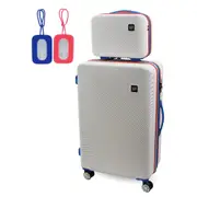 GAP LARGE Hard Shell with Mini Beauty Case Set + Assorted Leather Tag - White