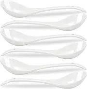 Buyajuju Porcelain Mini Ladles, 9 Inch Large Soup Spoons, 6 Pieces Premium White Ladles for Stews, Chinese Noodles, Long Big Japanese Spoons