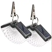 2Pcs Solar Fan-Shaped Wall Mounted Light With Clip Waterproof Outside Light Decor For Patios Courtyard -Multi Colour