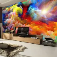在飛比找蝦皮購物優惠-定制3d立體視覺擴展大壁畫客廳臥室天花板天花板彩繪雲彩壁紙