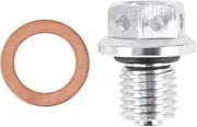 X AUTOHAUX M12x1.5 4mm Magnetic Oil Drain Plug Aluminum Alloy with Copper Washer Silver Tone