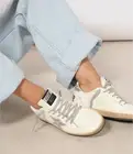 Golden Goose Ball Star Sneaker White Leather/Silver Glitter sz 36 New in Box