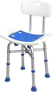 Aluminium Shower Chair W/Backrest Stool Seat Bench Safety Aid Adjustable Height