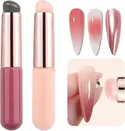 LimCryspp 2 Piece Nail Brush, Silicone Nail Brush, Portable French Nail Brush For Chrome Nail Powder And Gel Polishing, Nail Art Rendering Tool