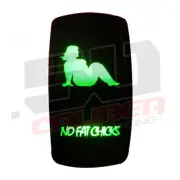 Rocker Switch On/Off No Fat Chicks Green Illum. Marine Boat Baja Mastercraft