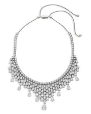 Nadri Glam Collar Necklace in Rhodium Plated, 18