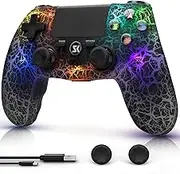 CHENGDAO Controller for PS4, Wireless Controllers for PlayStation 4/Pro/Slim, Remote Control with Adjustable RGB Light/1000mAh Battery/6-Axis Motion Sensor/Double Vibration/3.5mm Audio Jack, Black