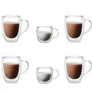 NNEOBA 6pcs Double-Layer Transparent Glass Mug Set