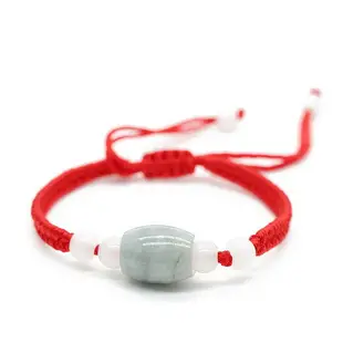 翡翠玉石紅繩手鏈 本命年紅繩手工編織手串 端午節紅繩禮品小飾品