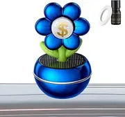 Car Fragrance Diffuser, Solar-Powered Car Perfume Decoration, Flower Design Wealth Sign, 360 Degree Rotation, Scent Decor Accessories For Dashboard Decoration
