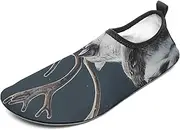 [BTCOWZRV] Water Shoes for Women Men A Reindeer Standing Water Sports Shoes Slip-on Breathable Lightweight Athletic Aqua Sock