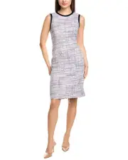 St. John Soft Birdseye Tweed Linen-Blend Sheath Dress