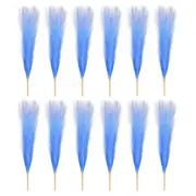 12 Pcs 17 Inch Faux Pampas Grass Artificial Boho Decor Gradient Peacock Blue
