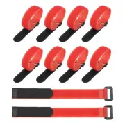 10Pcs Reusable Cable Ties 12"x0.79" Adjustable Reusable Hook & Straps Red