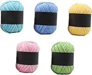 Knitting Yarn Crochet Cotton Yarn Mn Cotton Yarn 5 Rolls Gradient Yarn Hand Knit Yarn 3 Ply Soft Warm Pink Yellow Green Water Blue SkyBlue