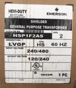 HOUSTON STOCK NEW EMERSON HSP1F2AS SOLARA HS LVGP TRANSFORMER 2 KVA SINGLE PHASE
