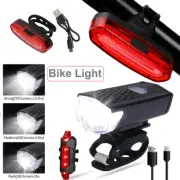 Rechargeable LED Bike Light Set Headlight Taillight Caution Bicycle Safety Lamp