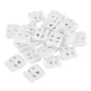 0.6x0.6" Cord Locks, 20Pcs Double Hole Spring End Toggle Stopper, White