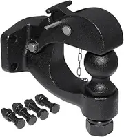 Matte Black Pintle Hook Hitch 2" 50mm Ball Towing Heavy Duty 5 TON Car Towbar RV Parts Camper Caravan Motorhome Accessories(2 Inch Ball)