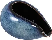 HOLIDYOYO Gravy Boat, Ceramic Sauce Boat Porcelain Pitcher Serving Dispenser Milk Creamer Jug Honey Pitcher for Salad Dressings Broth Black Pepper, Blue 100ml