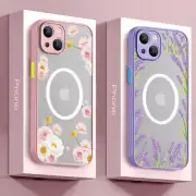 MagSafe Case For iPhone 15 14 Pro Max 13 ShockProof Magnetic Flower Hybrid Cover