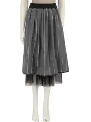 Grey Tulle Flared Skirt