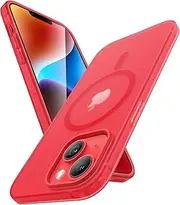 JETech Matte Case for iPhone 14 6.1-Inch Compatible with MagSafe, Non-Yellowing and Anti-Fingerprint, Shockproof Translucent Frosted TPU Soft Phone Cover (Red)