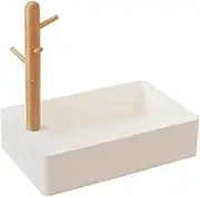 Key Hook Stand Simple Desktop Storage Box Entryway Key Sundry Organiser Tray(White)