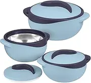 Pinnacle Insulated Casserole Dish with Lid 3 pc. Set 2.6/1.5/1 qt. Hot Pot Food Warmer/Cooler –Thermal Soup/Salad Serving Bowl- Stainless Steel Hot Food Container–Best Gift Set for Moms –Holidays