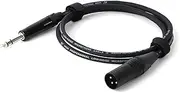 ROBAUN 1PC Microphone Cable XLR 3-Pin to Jack 6.5mm Mic Aux Cord TRS 6.35 Mm/6.5 Mm Male to XLR Male Cord for AMP Pro Audio(Black,2m)