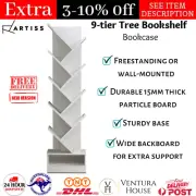 9 Tier Tree Bookshelf Display Shelf Rack Book Case Bookcase Storage Stand White