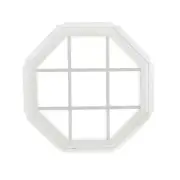 24 In. X 24 In. Fixed Octagon Geometric Vinyl Window with Grids - White