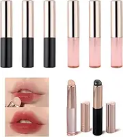 6pcs Silicone Lip Brush With Dust Cap, Reusable Makeup Applicator Wands for Lipsticks, Lip Balm, Lip Gloss (Pink, Black)