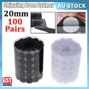 100 Pairs Tape 20mm Circles AU Self Adhesive Hook and Loop Dots Coins Sticky AU