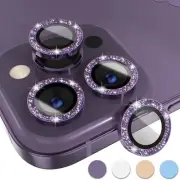 For iPhone 14 13 12 15 Pro Max Metal Camera Lens Glitter Cover Glass Protector