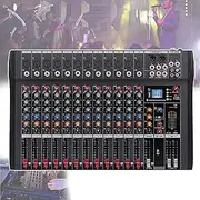 PLAVHA Studio Mixing Desks, 6/8/12/16 Channels, Compact Audio Mixer, Bluetooth/USB/DJ Sound Mixing Console, Monitor Amplifier, with 3-band Equalization, for Stage Performances,Route 12