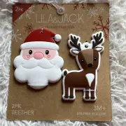 Lila & Jack Holiday Collection Santa & Reindeer BPA Free Silicone Teether