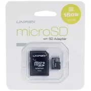 Unirex 16GB microSD with SD adapter, Class 10, UHS-1 (MSD-165) **BRAND NEW**