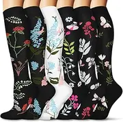 [FULLSOFT] 6 Pairs Compression Socks for Women and Men, 15-20 mmHg Support Knee High Socks for Nurses,Athletic,Flying