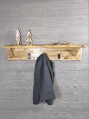 Rustic Aspen Wood Coat Rack/Shelf with 3 metal hooks