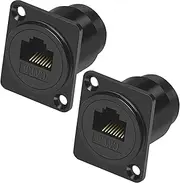 tunghey D-Type RJ45 Coupler, Shielded RJ45 Panel Mount Connector, CAT6/CAT5E/CAT5 Female to Female LAN Network Bulkhead Pass Through Socket (2Pack)