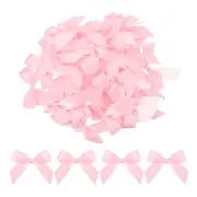 50Pcs Mini Ribbon Bows 2.5" Mini Fabric Satin Ribbon Flower Bows Bright Pink