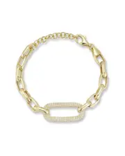 Chloe and Madison 14K Over Silver CZ Pave Bold Link Bracelet