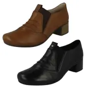 LADIES RIEKER LEATHER BLOCK HEEL SLIP ON SMART CASUAL TROUSER SHOES 41657